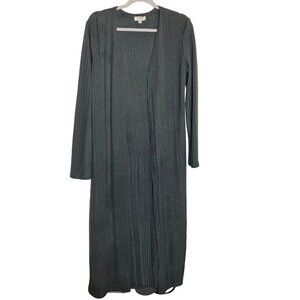 Umgee Long Duster Open Cardigan‎ Gray Sweater Sz Medium Flaw/Run Lower Bottom